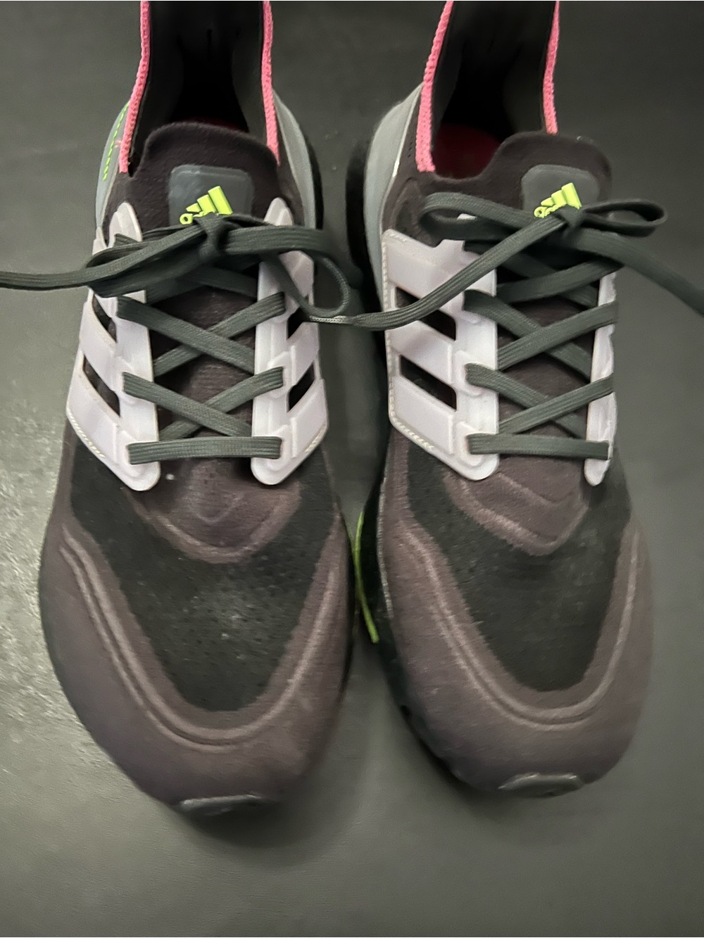 Adidas UltraBoost Women’s Black Sneakers with Pink Trim and Lime Logo